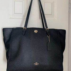 COACH tote or baby bag, black pebbled leather